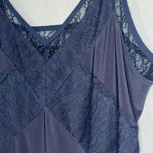 White House Black Market WHBM Blue Babydoll Top Lace Stretch S Whimsical Y2K